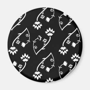 Retro zwarte witte bloemen iPhone magnet