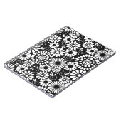 Retro zwarte witte bloemen Notitieboek (Linkerzijde)