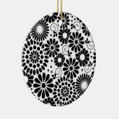 Retro zwarte witte bloemen Ornament (Rechts)