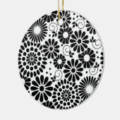 Retro zwarte witte bloemen Ornament (Links)