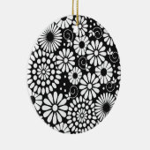 Retro zwarte witte bloemen Ornament (Rechts)