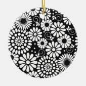 Retro zwarte witte bloemen Ornament (Voorkant)