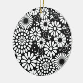 Retro zwarte witte bloemen Ornament (Links)