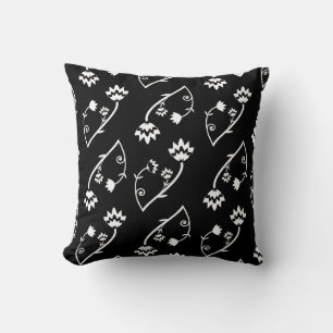Retro zwarte witte bloemen Pillow Kussen