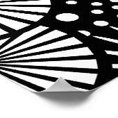 Retro zwarte witte bloemen Poster (Hoek)