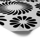 Retro zwarte witte bloemen Poster (Hoek)