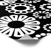Retro zwarte witte bloemen Poster (Hoek)