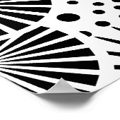 Retro zwarte witte bloemen Poster (Hoek)