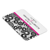 Retro zwarte witte bloemen 'Save the date' magneet (Rechterzijde)