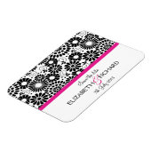 Retro zwarte witte bloemen 'Save the date' magneet (Linkerzijde)