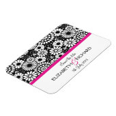 Retro zwarte witte bloemen 'Save the date' magneet (Linkerzijde)