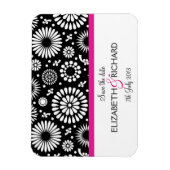 Retro zwarte witte bloemen 'Save the date' magneet (Verticaal)