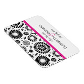 Retro zwarte witte bloemen "Save the date" Magnet Magneet (Rechterzijde)