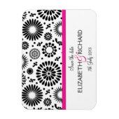 Retro zwarte witte bloemen "Save the date" Magnet Magneet (Verticaal)