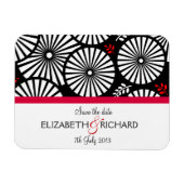 Retro zwarte witte bloemen "Save the date" Magnet Magneet (Horizontaal)