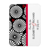 Retro zwarte witte bloemen "Save the date" Magnet Magneet (Verticaal)