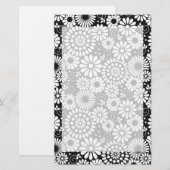 Retro zwarte witte bloemen Stationery Briefpapier (Voorkant / Achterkant)