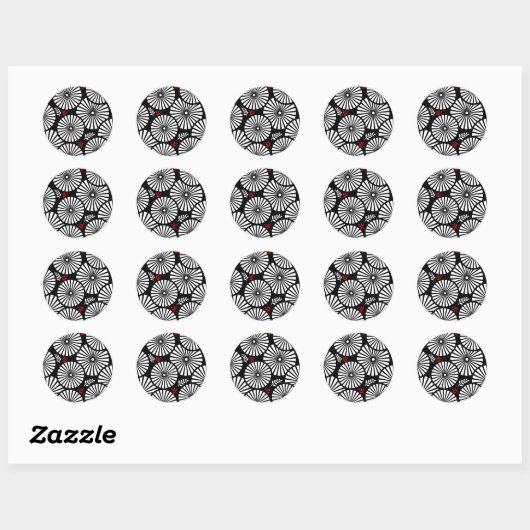 Retro zwarte witte bloemen Sticker (Vel)