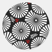 Retro zwarte witte bloemen Sticker (Voorkant)