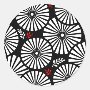 Retro zwarte witte bloemen Sticker