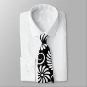 Retro zwarte witte bloemen Stropdas (Gebonden)