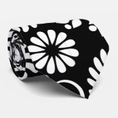 Retro zwarte witte bloemen Stropdas (Opgerold)