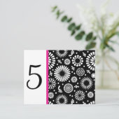 Retro zwarte witte bloemen Tabelnummer Briefkaart (Staand voorkant)