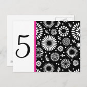 Retro zwarte witte bloemen Tabelnummer Briefkaart (Voorkant / Achterkant)