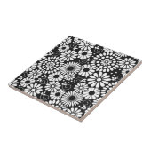 Retro zwarte witte bloemen Tegel Tegeltje (Zijkant)