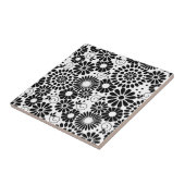Retro zwarte witte bloemen Tegel Tegeltje (Zijkant)