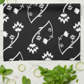 Retro zwarte witte bloemen Towel Theedoek (Gevouwen)
