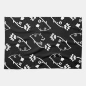 Retro zwarte witte bloemen Towel Theedoek (Horizontaal)