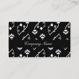 Retro zwarte witte bloemen Visitekaartje