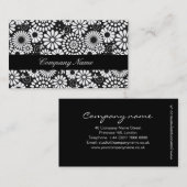 Retro zwarte witte bloemen Visitekaartje (Voorkant / Achterkant)