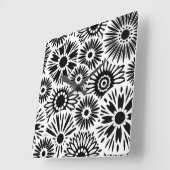 Retro zwarte witte bloemen wandklok (Hoek)