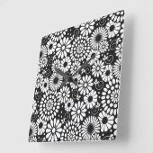 Retro zwarte witte bloemen wandklok (Hoek)