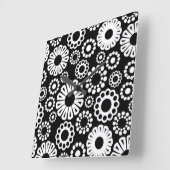 Retro zwarte witte bloemen wandklok (Hoek)