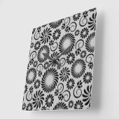 Retro zwarte witte bloemen wandklok (Hoek)