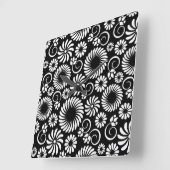 Retro zwarte witte bloemen wandklok (Hoek)