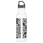 Retro zwarte witte bloemen waterfles (Achterkant)