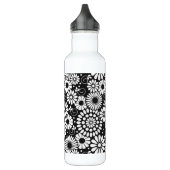 Retro zwarte witte bloemen waterfles (Links)