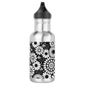 Retro zwarte witte bloemen waterfles (Rechts)