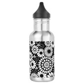 Retro zwarte witte bloemen waterfles (Links)