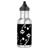 Retro zwarte witte bloemen waterfles (Rechts)
