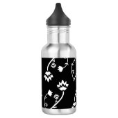 Retro zwarte witte bloemen waterfles (Links)