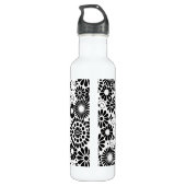 Retro zwarte witte bloemen waterfles (Achterkant)