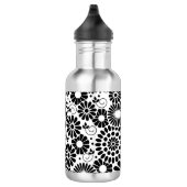 Retro zwarte witte bloemen waterfles (Rechts)