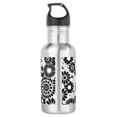 Retro zwarte witte bloemen waterfles (Achterkant)