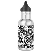 Retro zwarte witte bloemen waterfles (Links)
