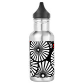 Retro zwarte witte bloemen waterfles (Links)